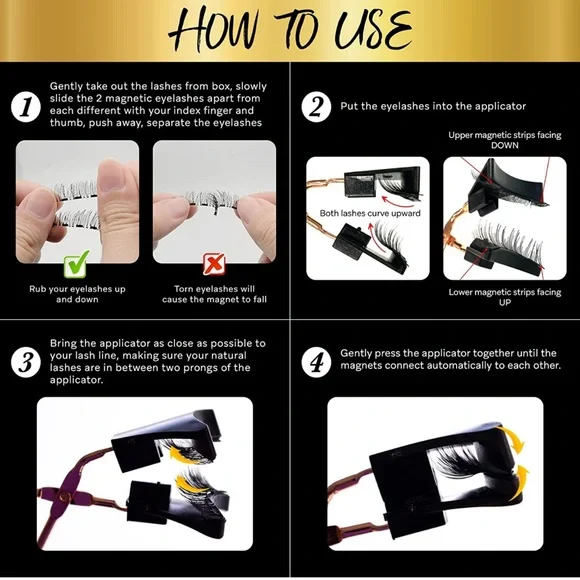 Dual Magnetic Eyelashes NO Eyeliner or Glue Needed, Magnets False Eyelashes - Picture 4 of 6